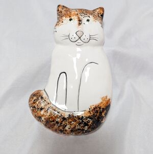 Vtg Ceramic Cat Kitty 3D Wall Hanging  Decor Calico Tortoseshell 8" X 4"